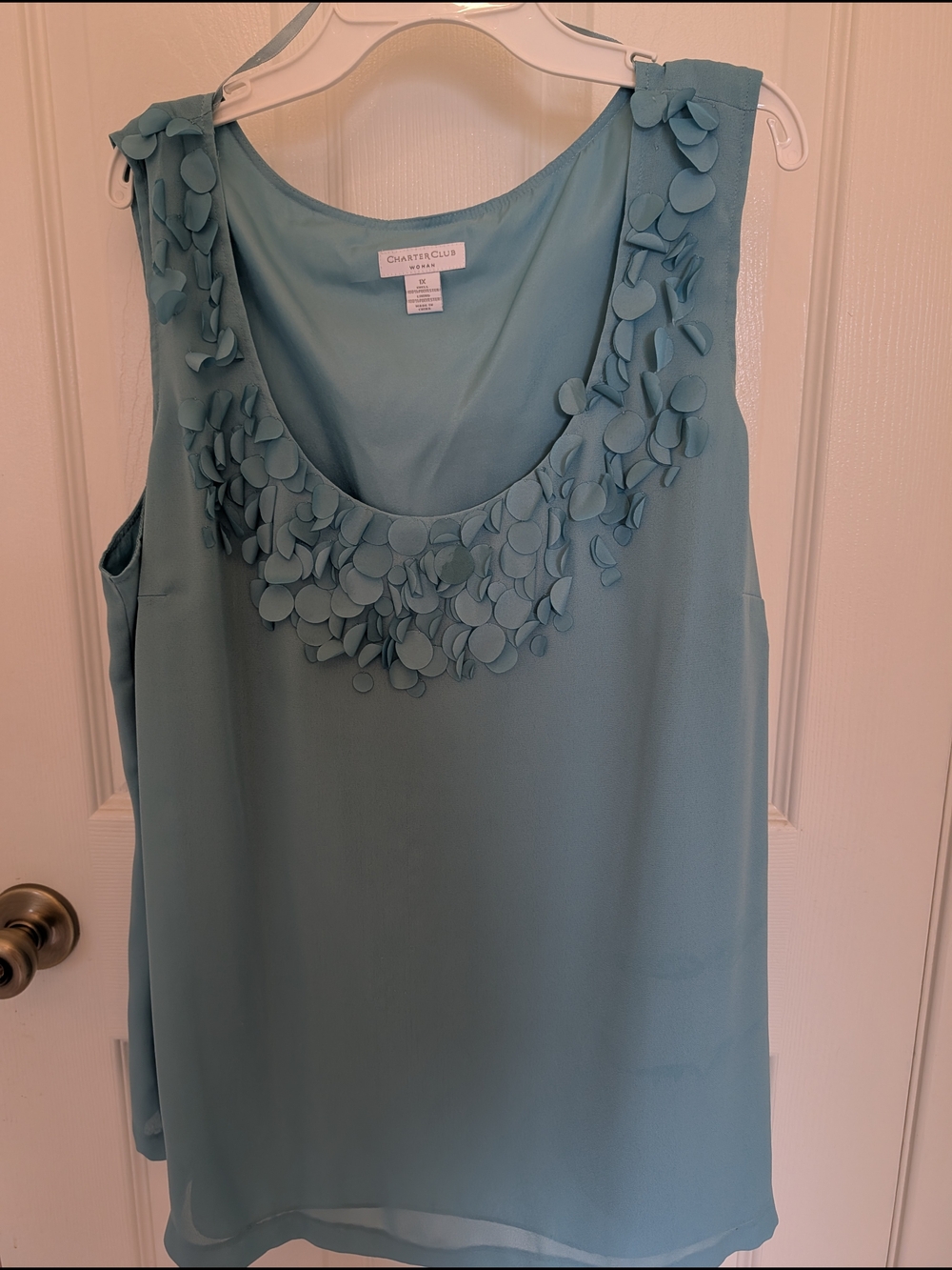 Charter Club Light Aqua Petal-Trim Scoop Neck Camisole